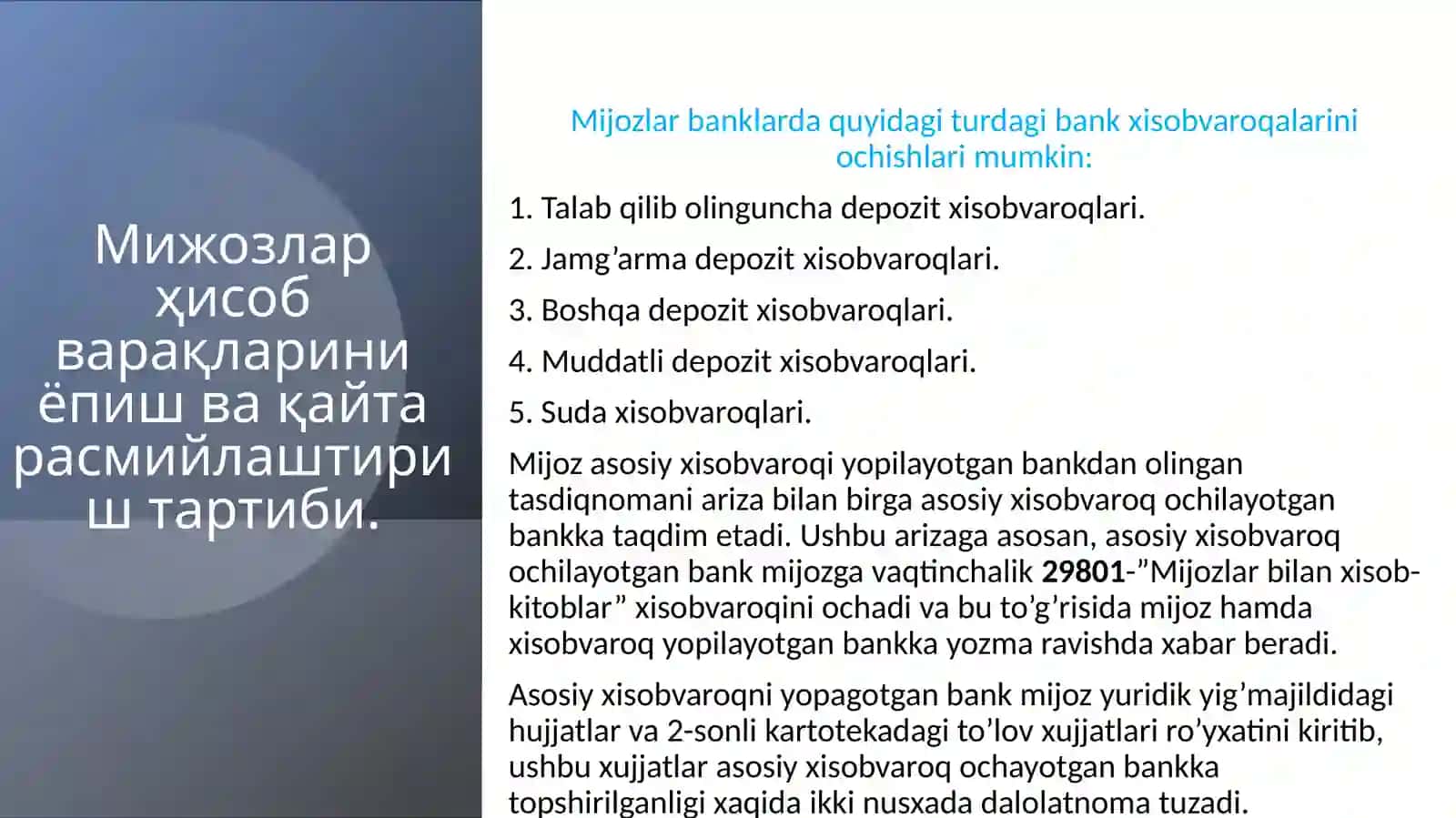 Banklarda bug’alteriya hisobi 3