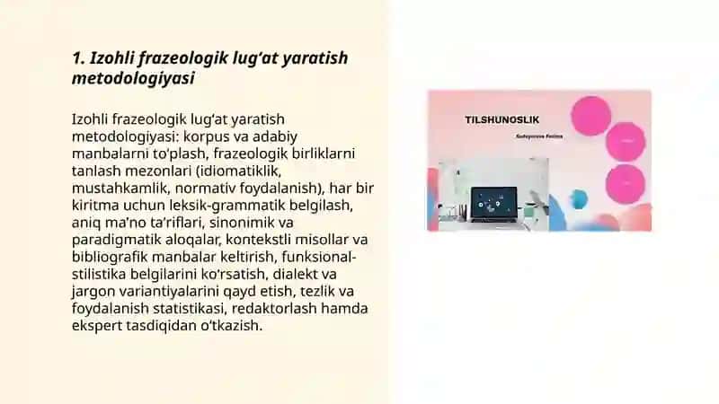 Izohli Frazeologik Lug'at Yaratish Metodologiyasi 3