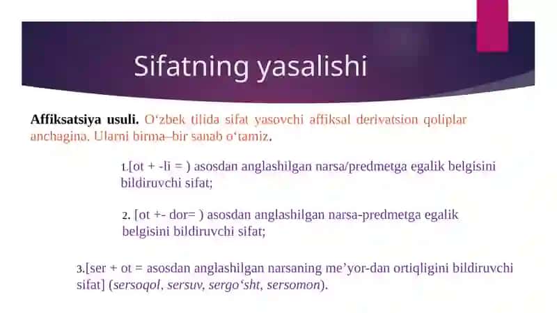Sifat so'z turkumi 3