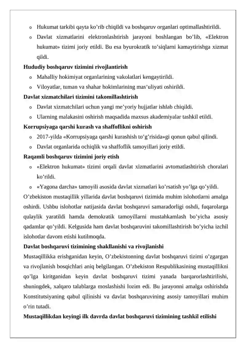 Mustaqillik yillarida davlat boshqaruvi tizimida amalga oshirilgan islohotlar 3
