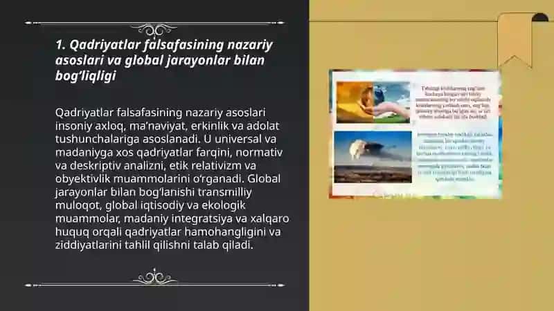 Qadriyatlar falsafasi.Global jarayonlar va barqaror taraqqiyot falsafasi 3