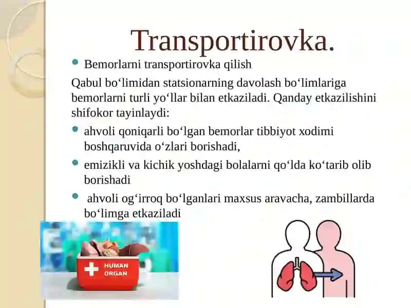 Bemorlarni transportirovka qilish 3