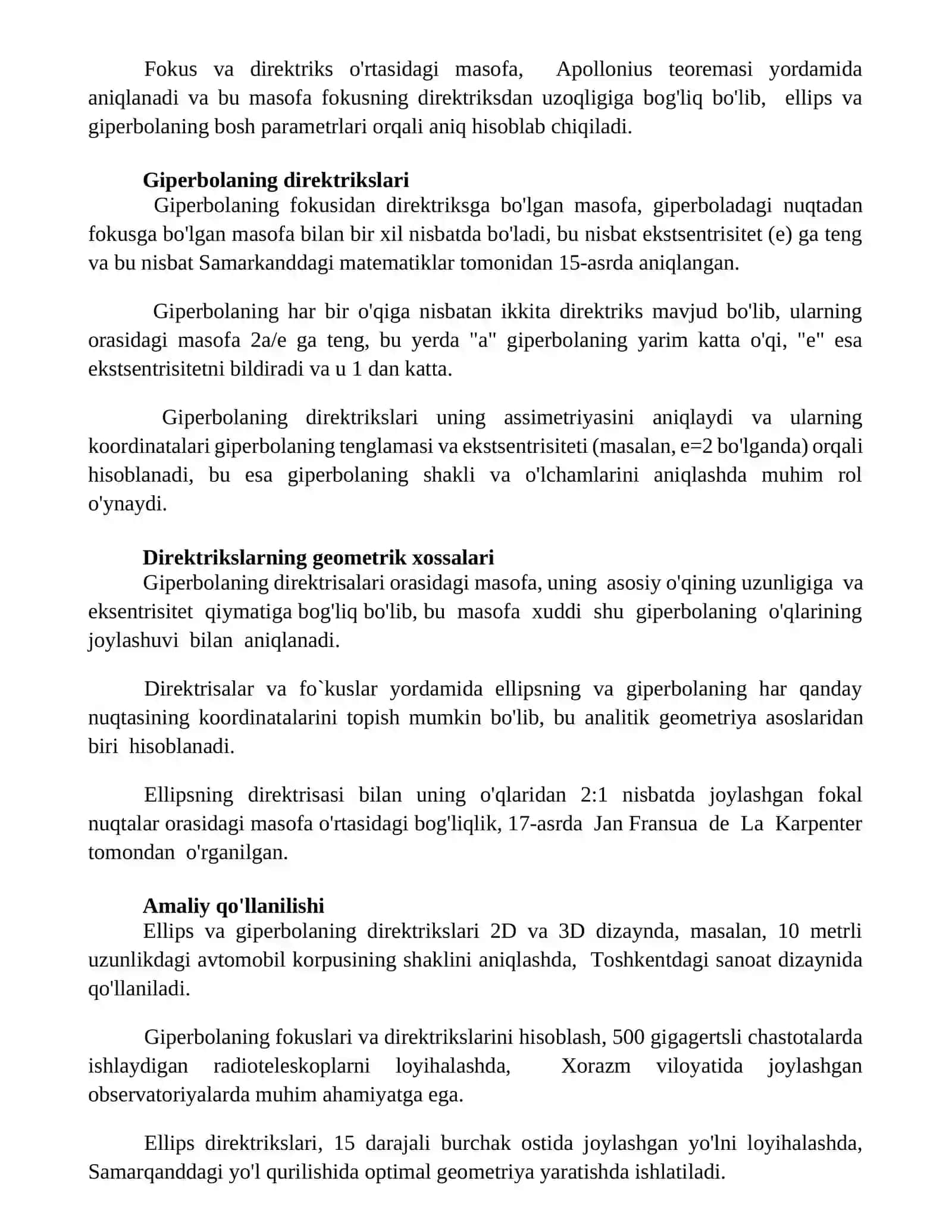 Ellips va giperbolaning direktrisalari 3