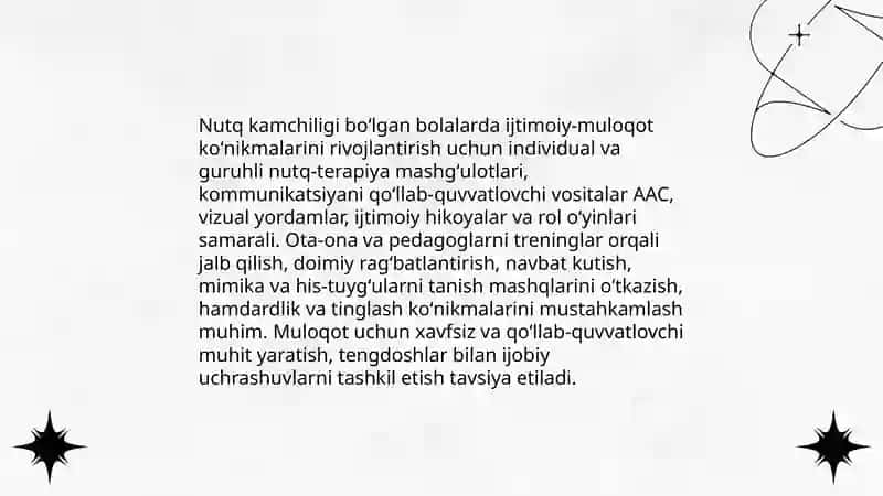 Nutq kamchiligiga ega boʻlgan bolalarni ijtimoiy - hissiy rivojlantirish 3