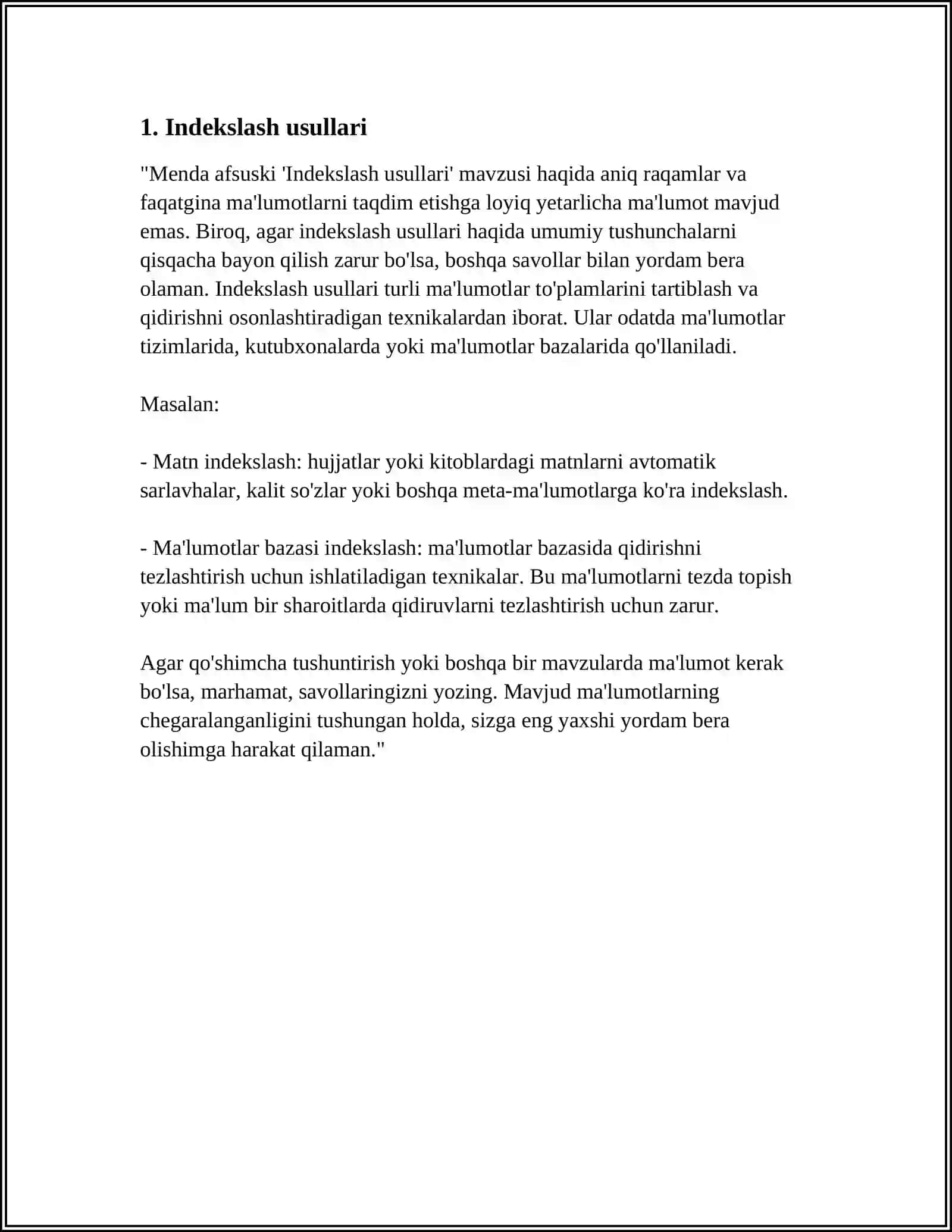 INDEKSLAR VA ULARNI QOʻLLASH 3