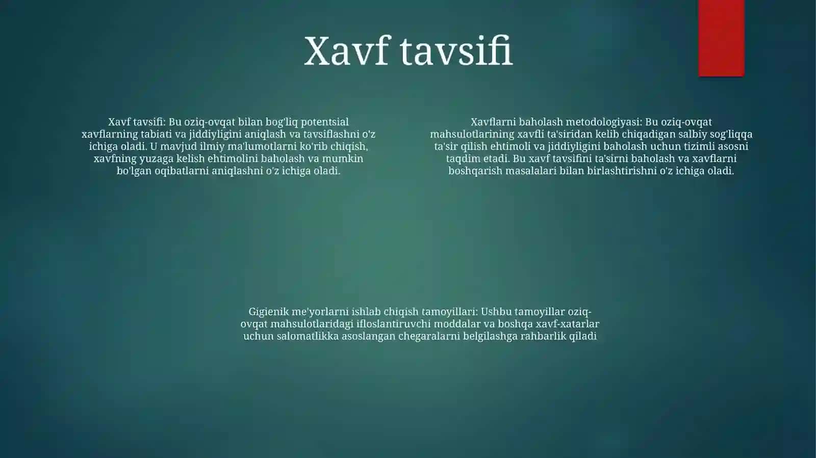 Оziq-Оvqаt Хаvfsizligini Bаhоlаsh Metodologiyasi Vа Gigienik NormalashPrintsiplari 3
