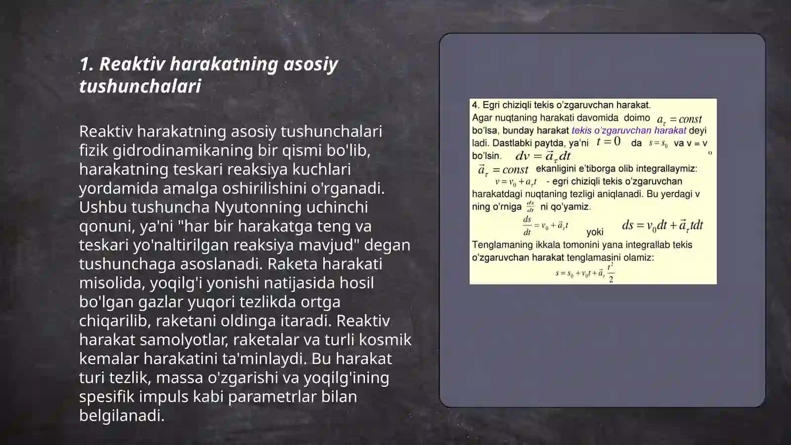 Oʻzgaruvchan massali jismlarning harakati. Reaktiv harakat 3