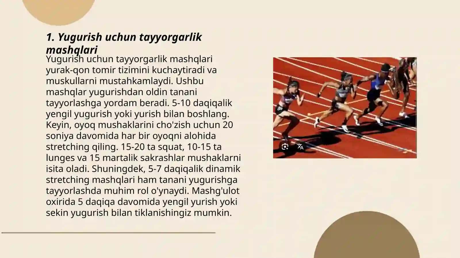 Yugurish uchun tayyorgarlik mashqlari 3