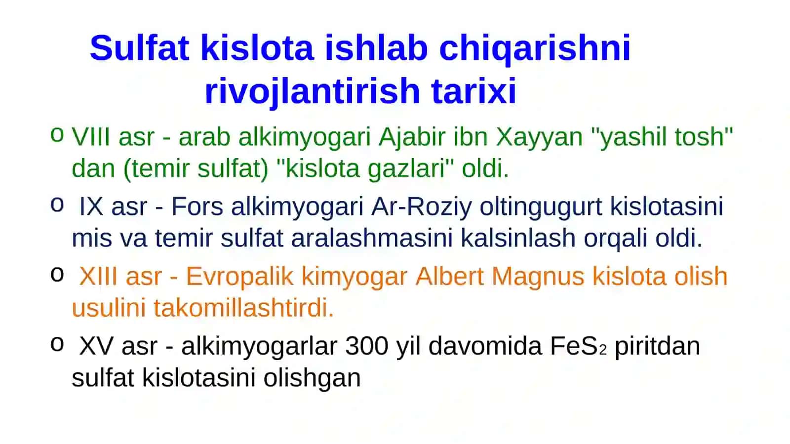Sanoatda sulfat kislota ishlab chiqarish 3