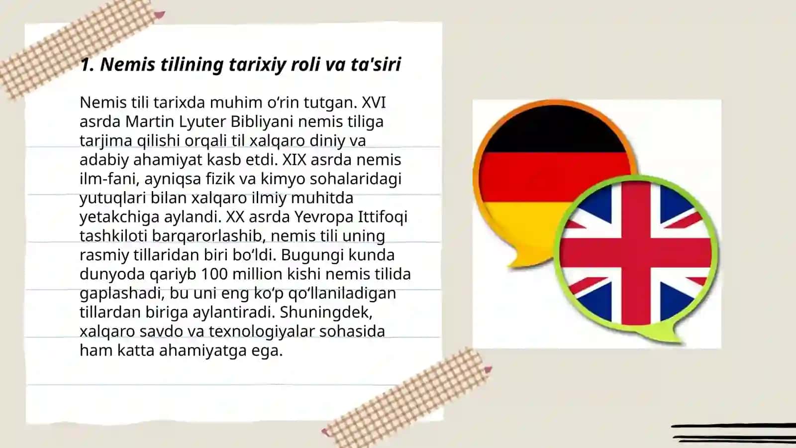 Nemis tilining dunyo tillari orasida tutgan oʻrni 3