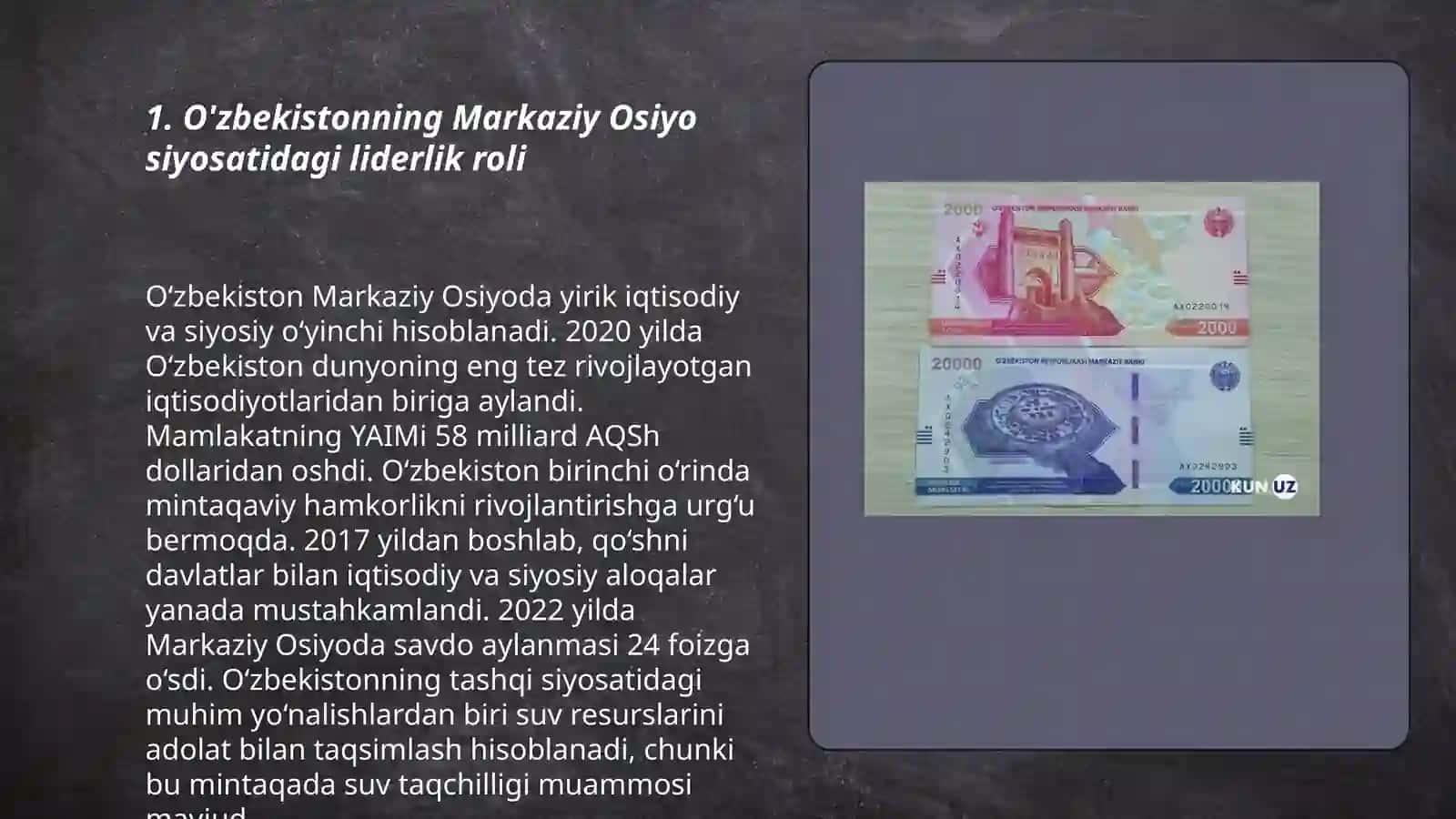O'zbekistonning Markaziy Osiyoda tinchlik va barqarorlikni ta'minlashdagi o'rni Norqulov Bekshod 3