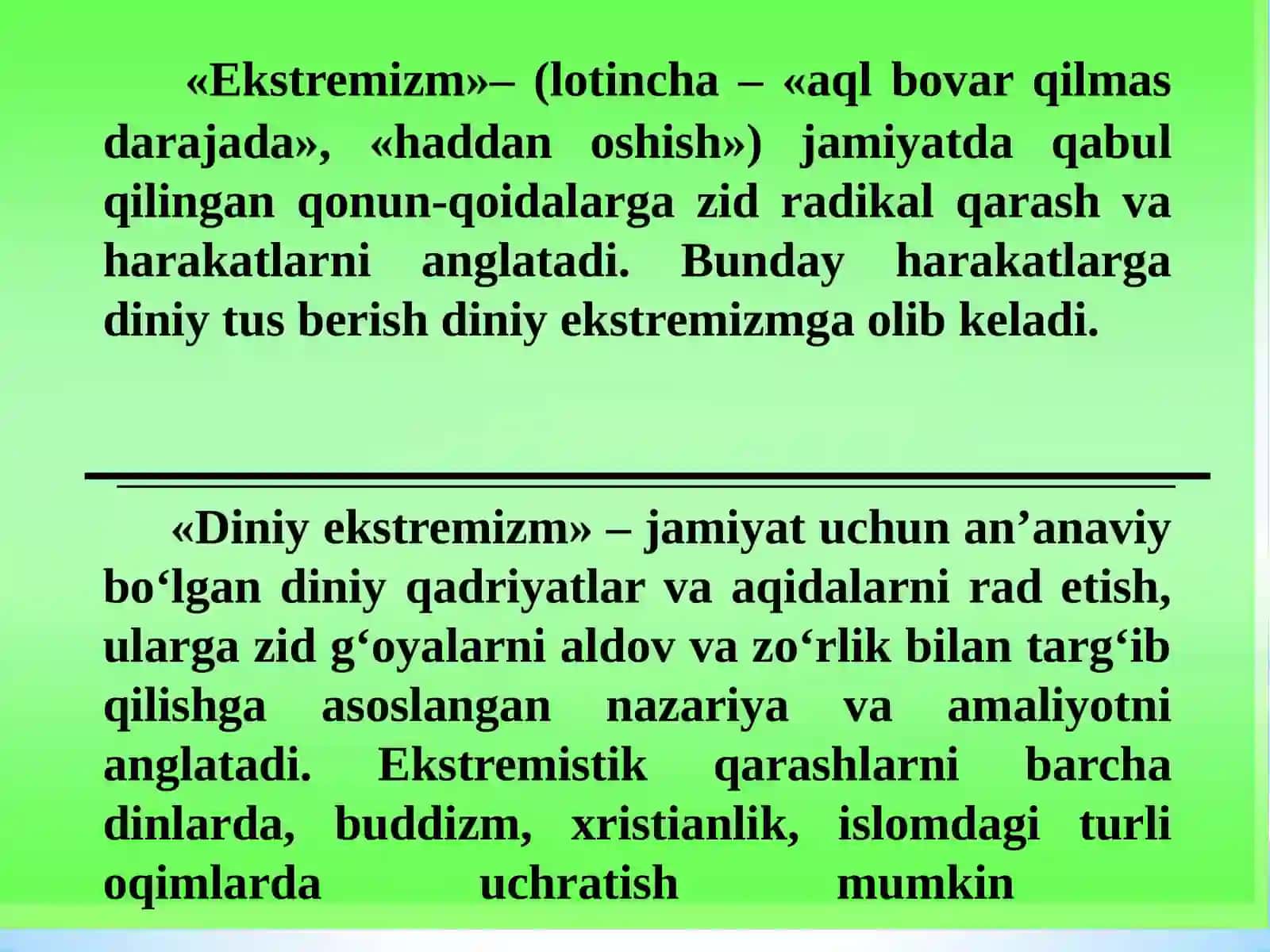 Diniy fanatizm, ekstremizm, fundamentalizm, terrorizmning tarixi va ularning hozirgi davrda xavfsizlikga tahdidi 3