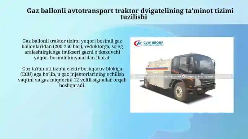 gaz balon avto traktorlar dvigatellarning taminlash tizimini tuzilish va ishlash 3
