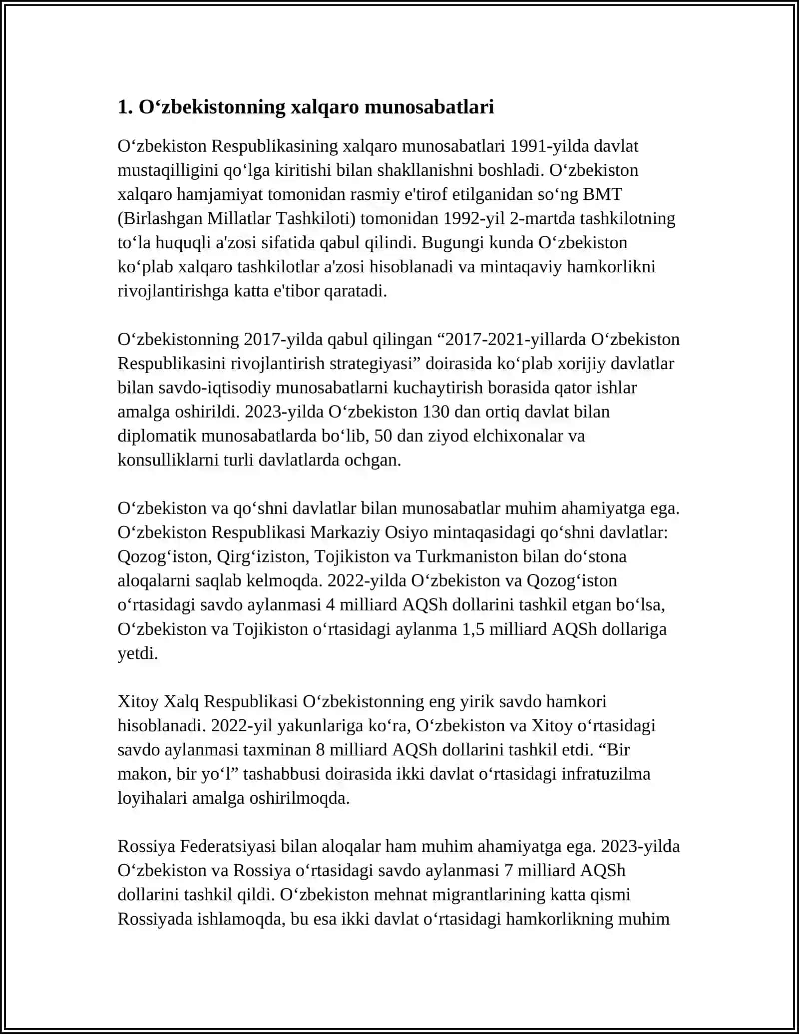 O‘ZBEKISTON VA JAHON HAMJAMIYATI 3