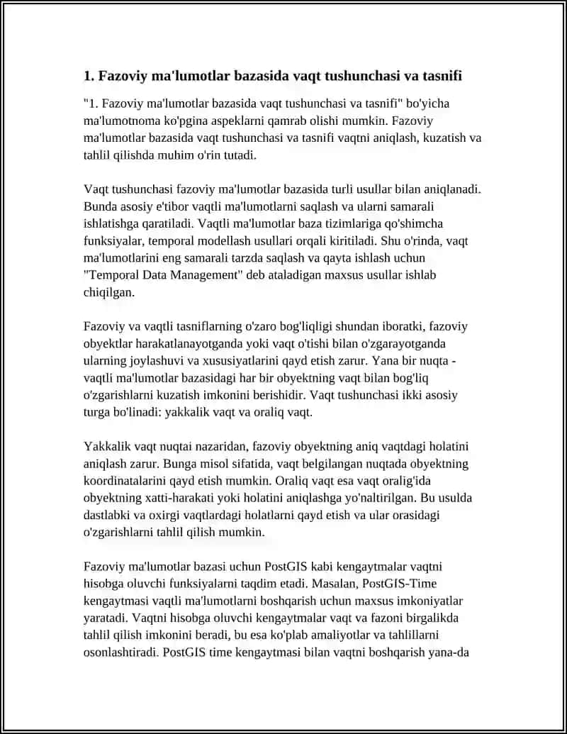 FAZOVIY MA'LUMOTLAR BAZASIDA VAQTNI HISOBGA OLUVCHI KENGAYTMALAR (POSTGIS-TIME) 3