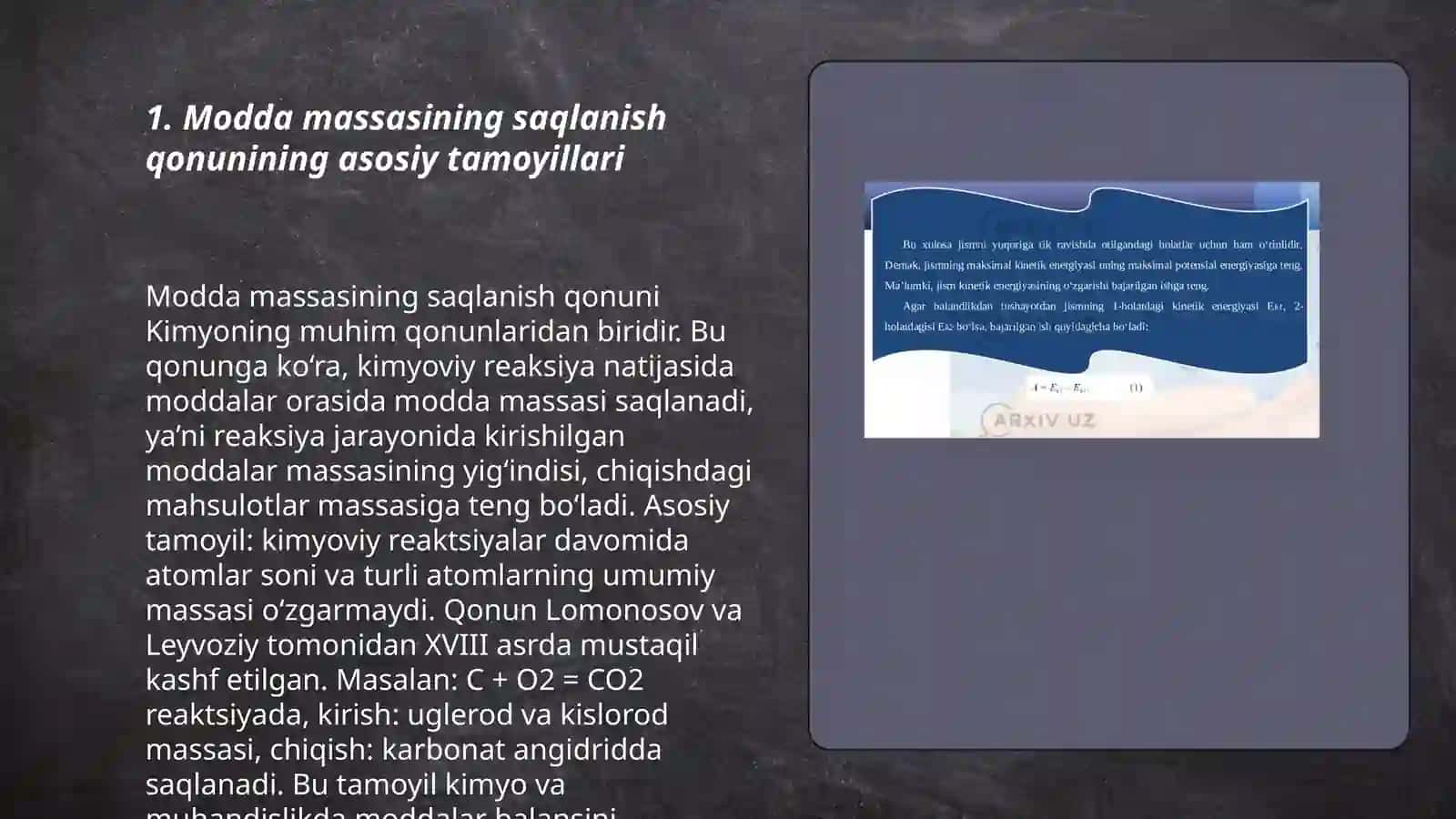 Modda massasining saqlanish qonuni 3