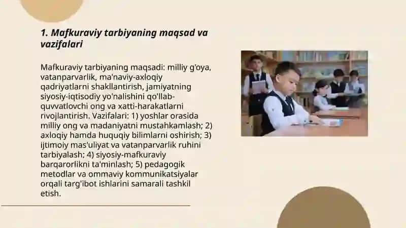 Mafkuraviy tarbiyaning maqsad vazifalar shakl metod va vositalari 3