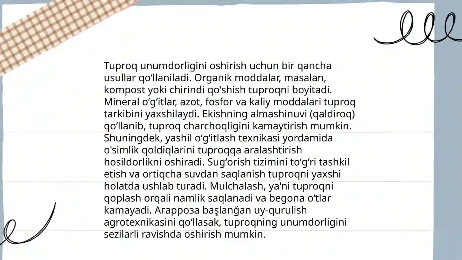 Tuproq unumdorligini oshirish usullari 3