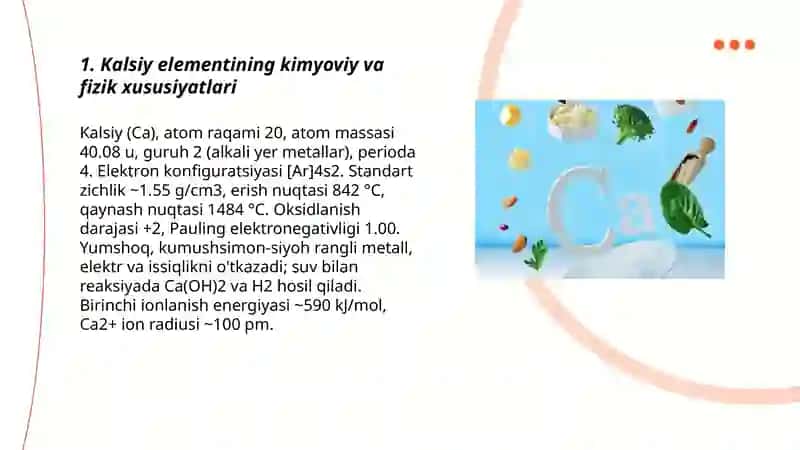 Kalsiy elementi haqida ma’lumot uning farmasevtika va tibbiyotdagi ahamyati 3