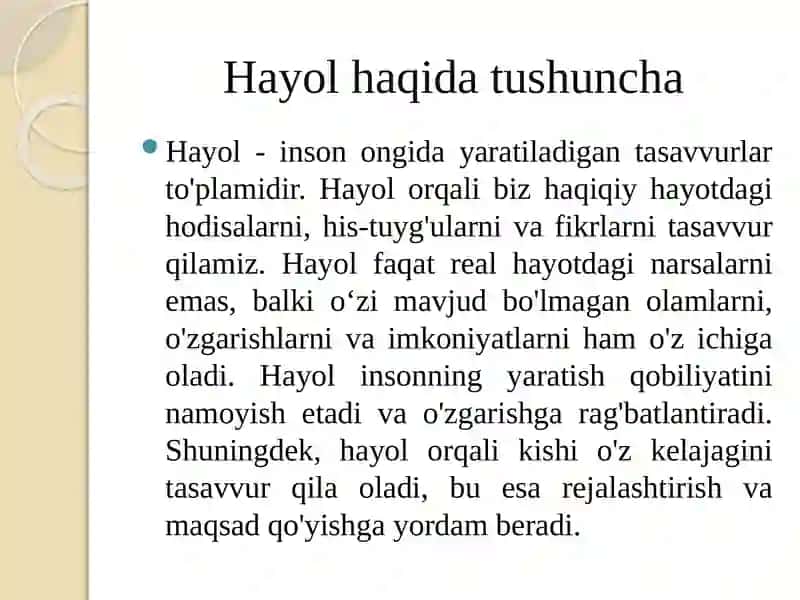 HAYOL HAQIDA TUSHUNCHA 3