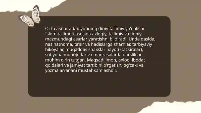 Oʻrta asrlar adabiyotining asosiy hususiyatlari 3