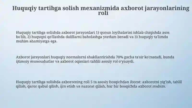 Huquqiy tartibga solish mexanizmidagi axborot jarayonlari 3