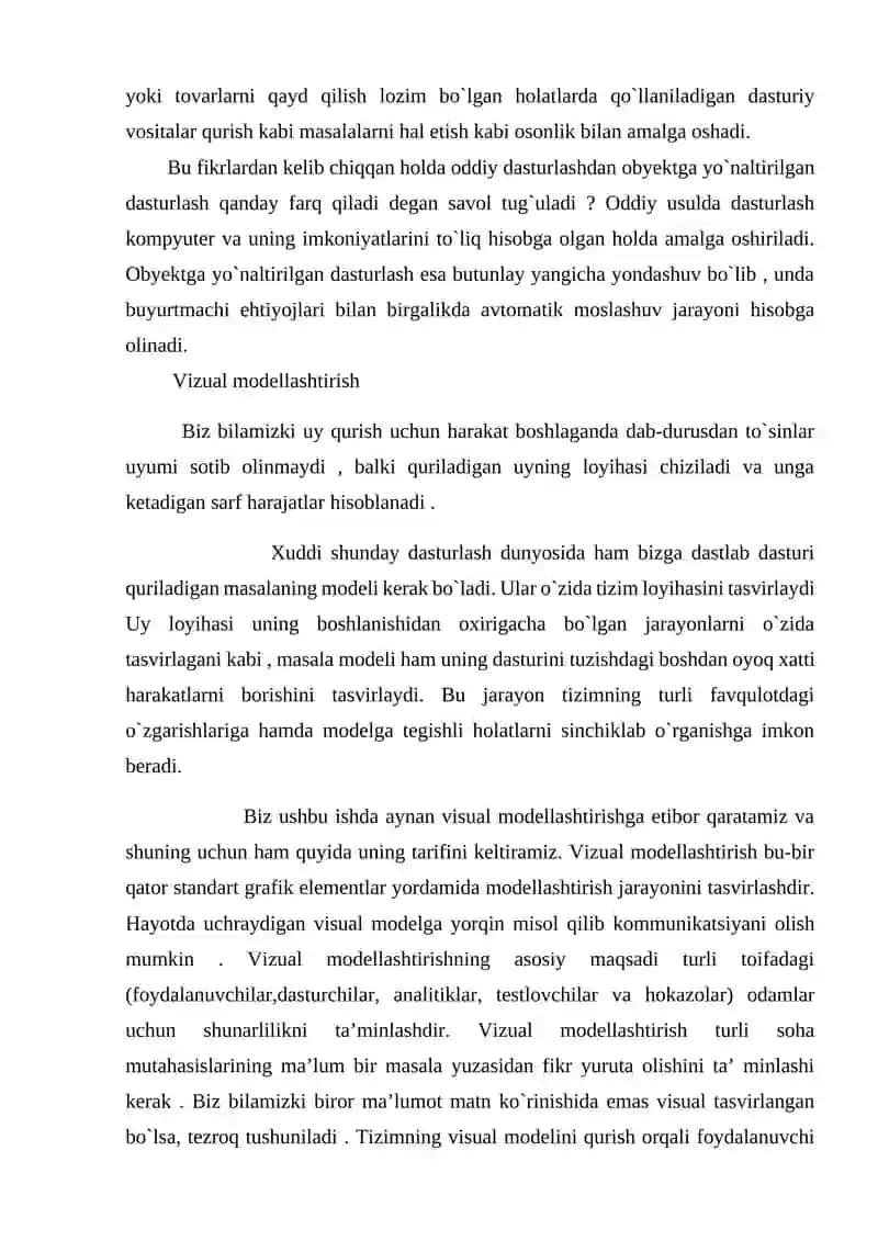 Obyektga yo’naltirilgan paradigma. DT va UML modellarini ishlab chiqish 3