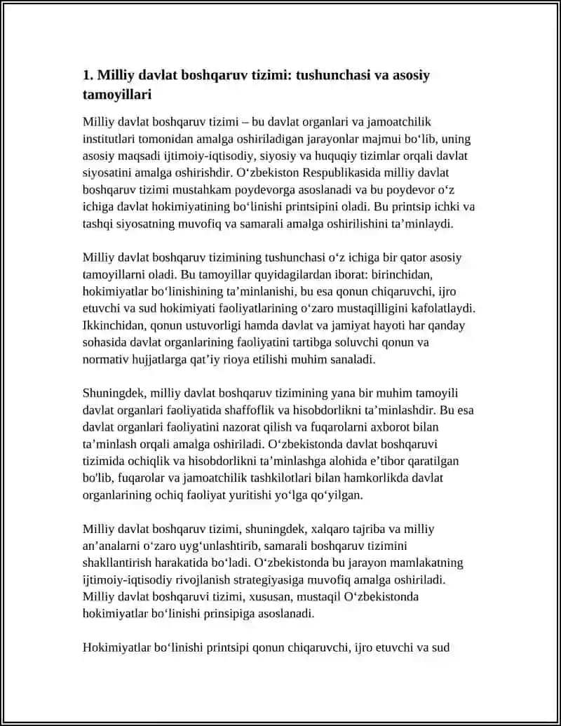 MILLIY DAVLAT BOSHQARUV TIZIMI. MUSTAQIL OʻZBEKISTONDA HOKIMYATLAR BOʻLINISHI PRINSIPI 3