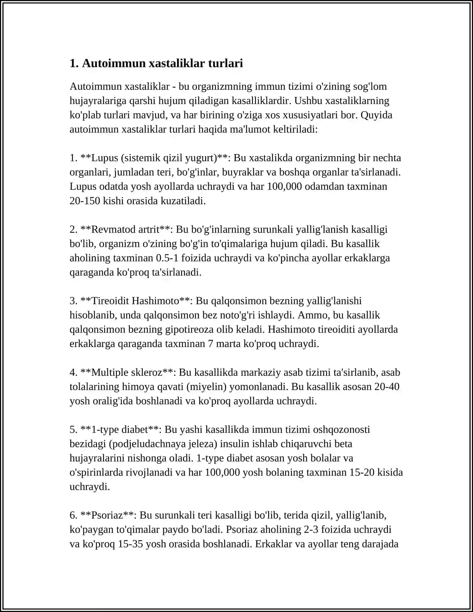 IMMUNOLOGIK TOLERANTLIK NUQSONLARI. AUTOIMMUN XASTALIKLAR 3