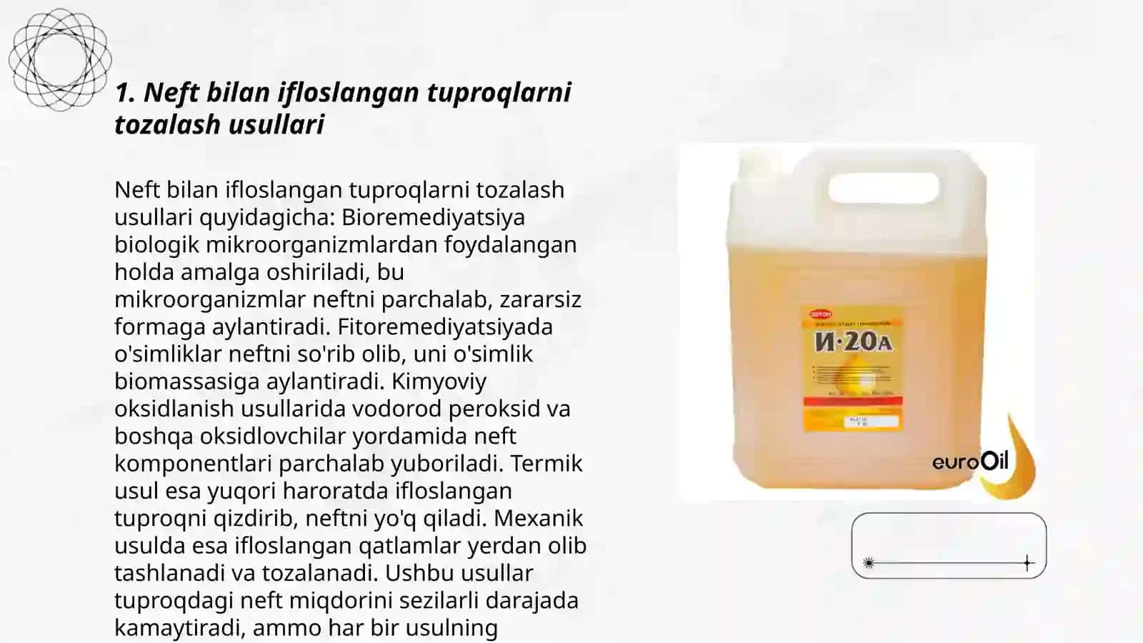 Neft va neft mahsulotlari bilan ifloslangan tuproqlar rekultivatsiyasi 3