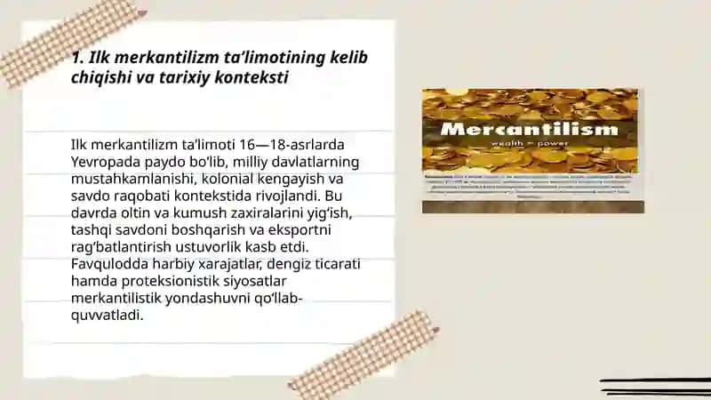 Ilk merkantilizm taʼlimoti va uning namoyondalari 3
