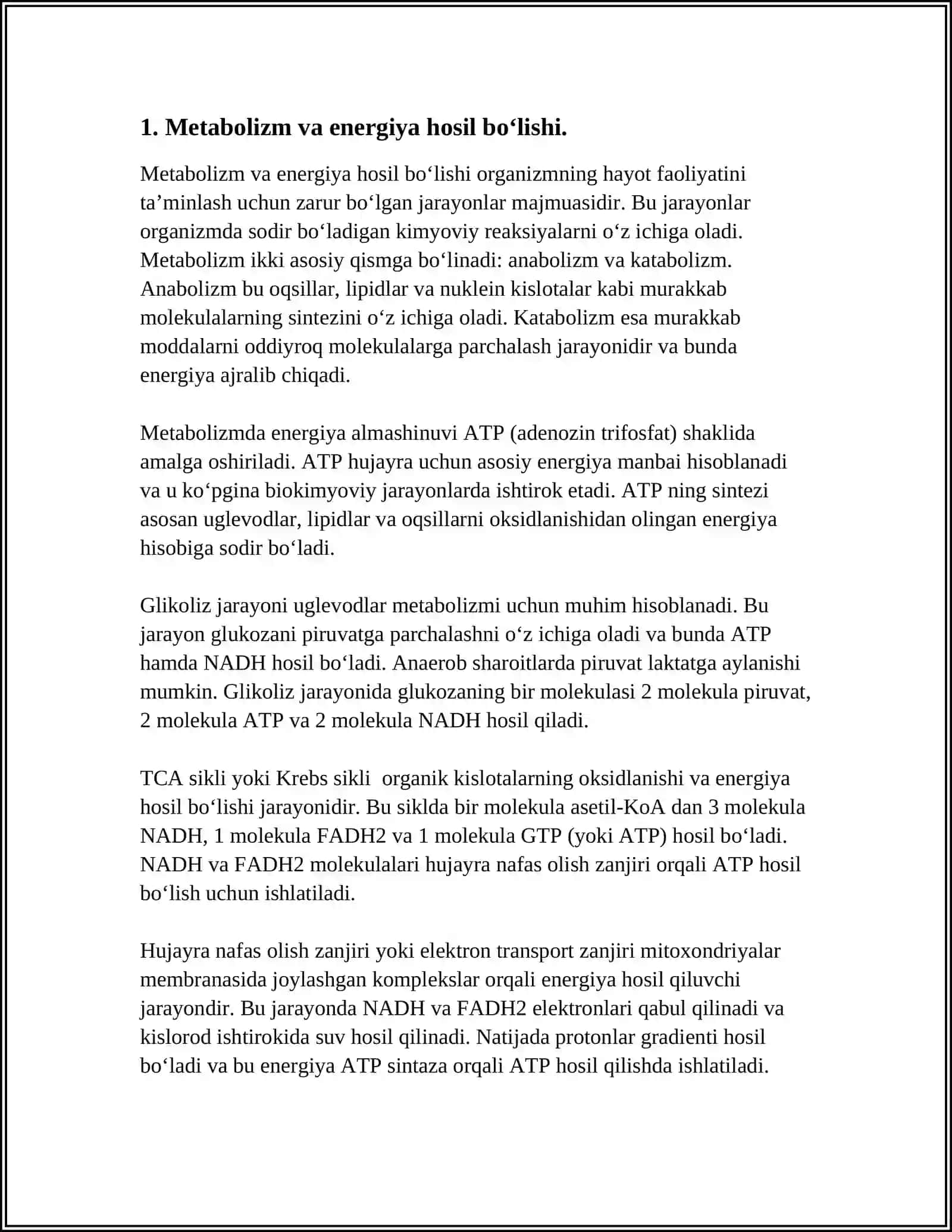 METABOLIZM JARAYONIDA ENERGIYA HOSIL BOʻLISHI VA SARFLANISHI 3