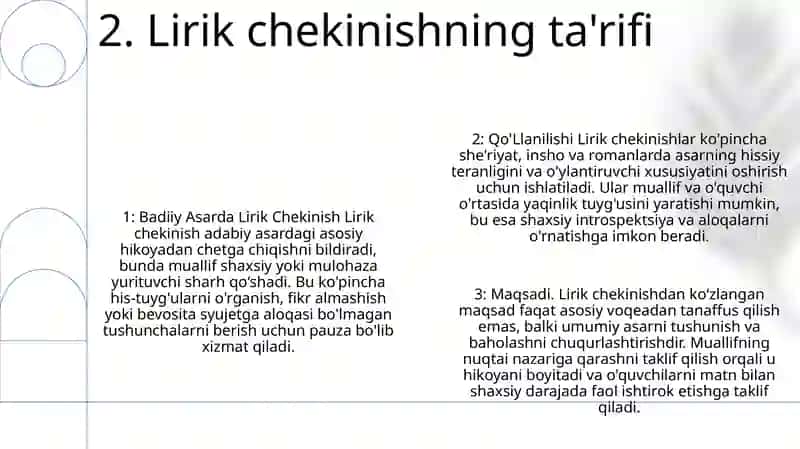 Badiiy Asarda Lirik Chekinishning Qo’Llanilishi! 3
