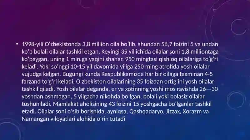 Zamonaviy oila rivojining o‘ziga xos xususiyatlari 3