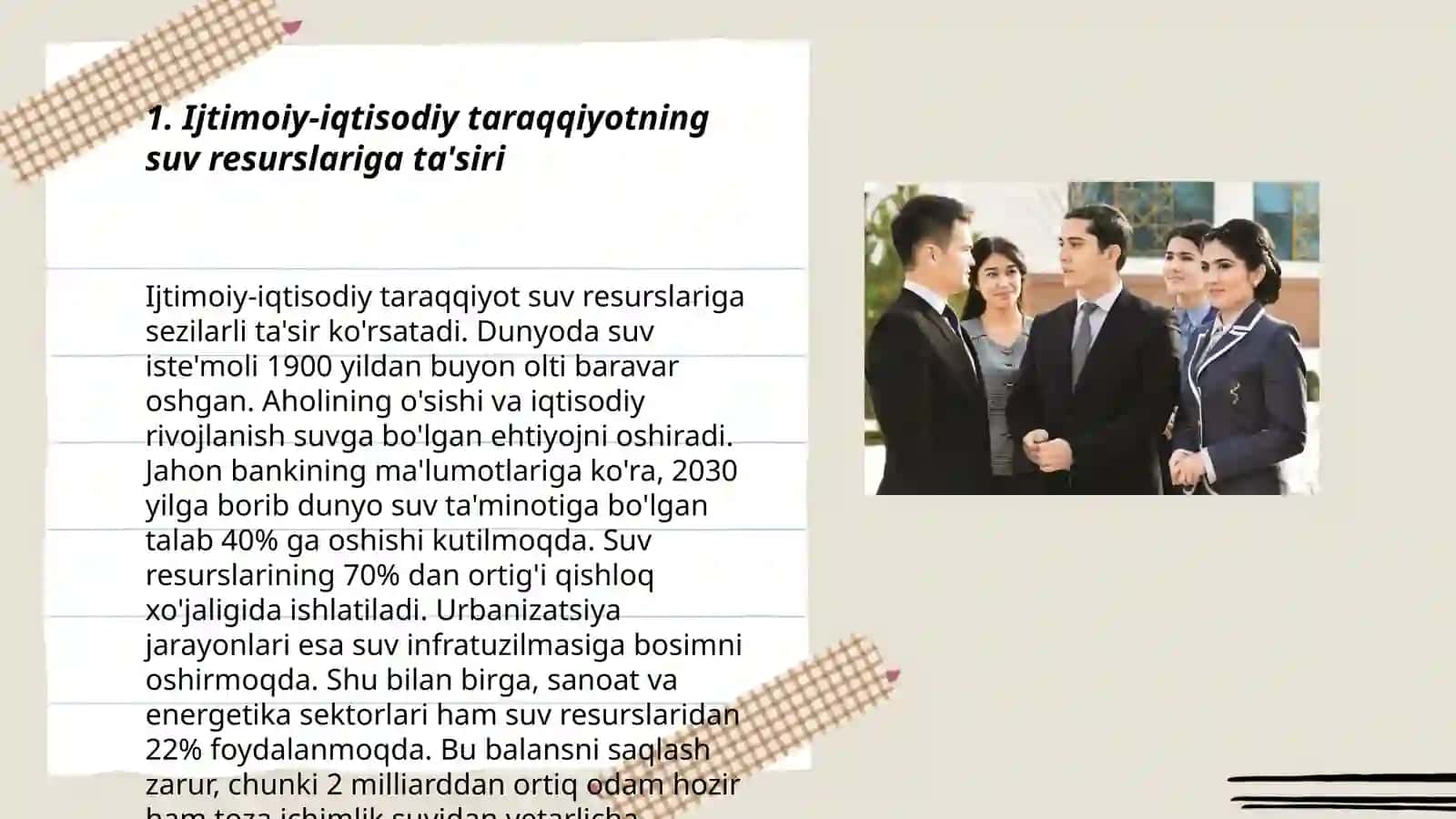 Ijtimoiy-iqtisodiy jihatlari va suvga boʻlgan ehtiyoj 3
