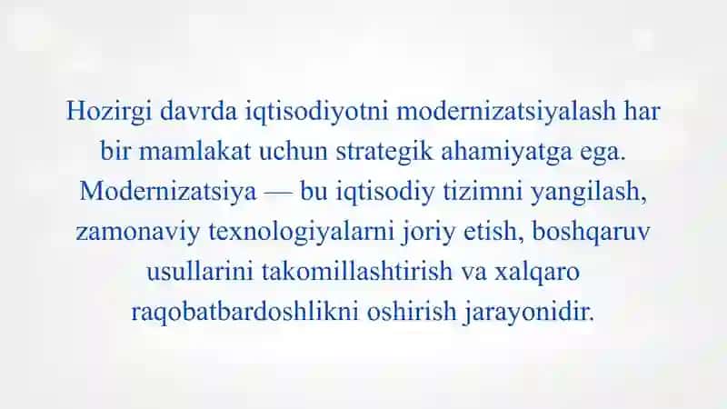 Iqtisodiyotni modernizatsiyalash sharoitida fanning maqsad va vazifalari 3