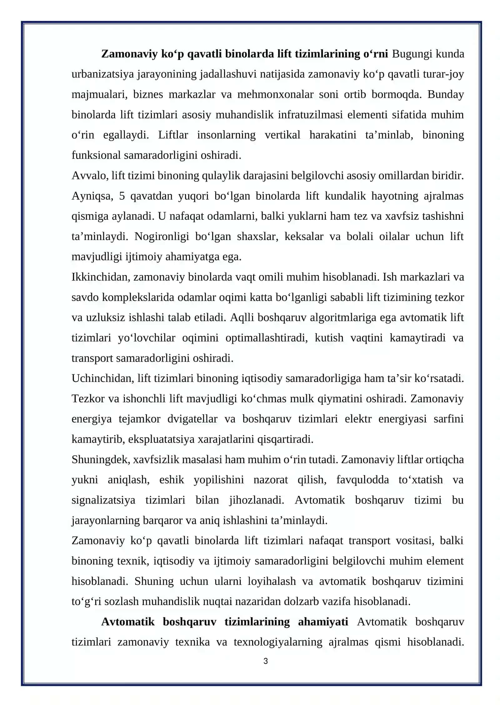 AVTOMATIK LIFT BOSHQARUV TIZIMINI LOYIHALASH VA SOZLASH 3