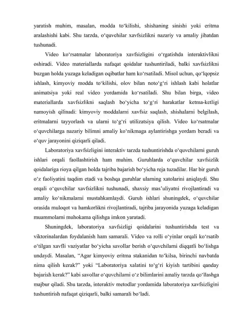 Kimyo darslarida laboratoriya tajribalarini tashkil etish metodikasi 3