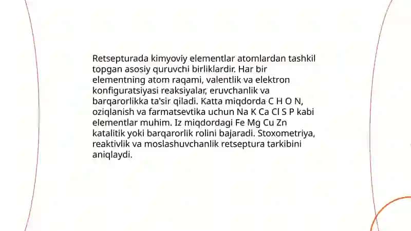 Retsepturada kimyoviy elementlar 3