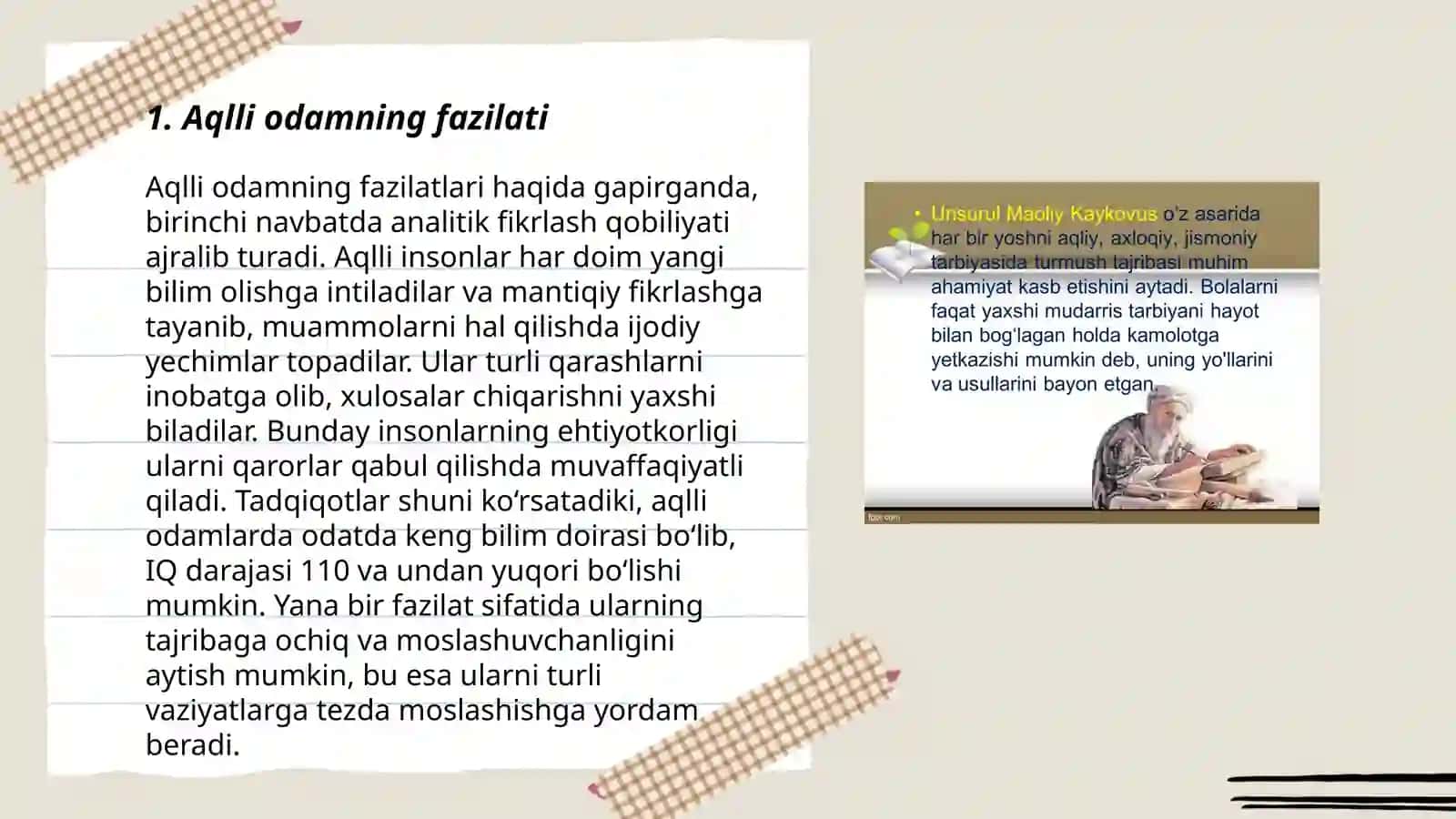 Kaykovusning "Qobusnoma" asaridagi hikoyat va tamsillar 3