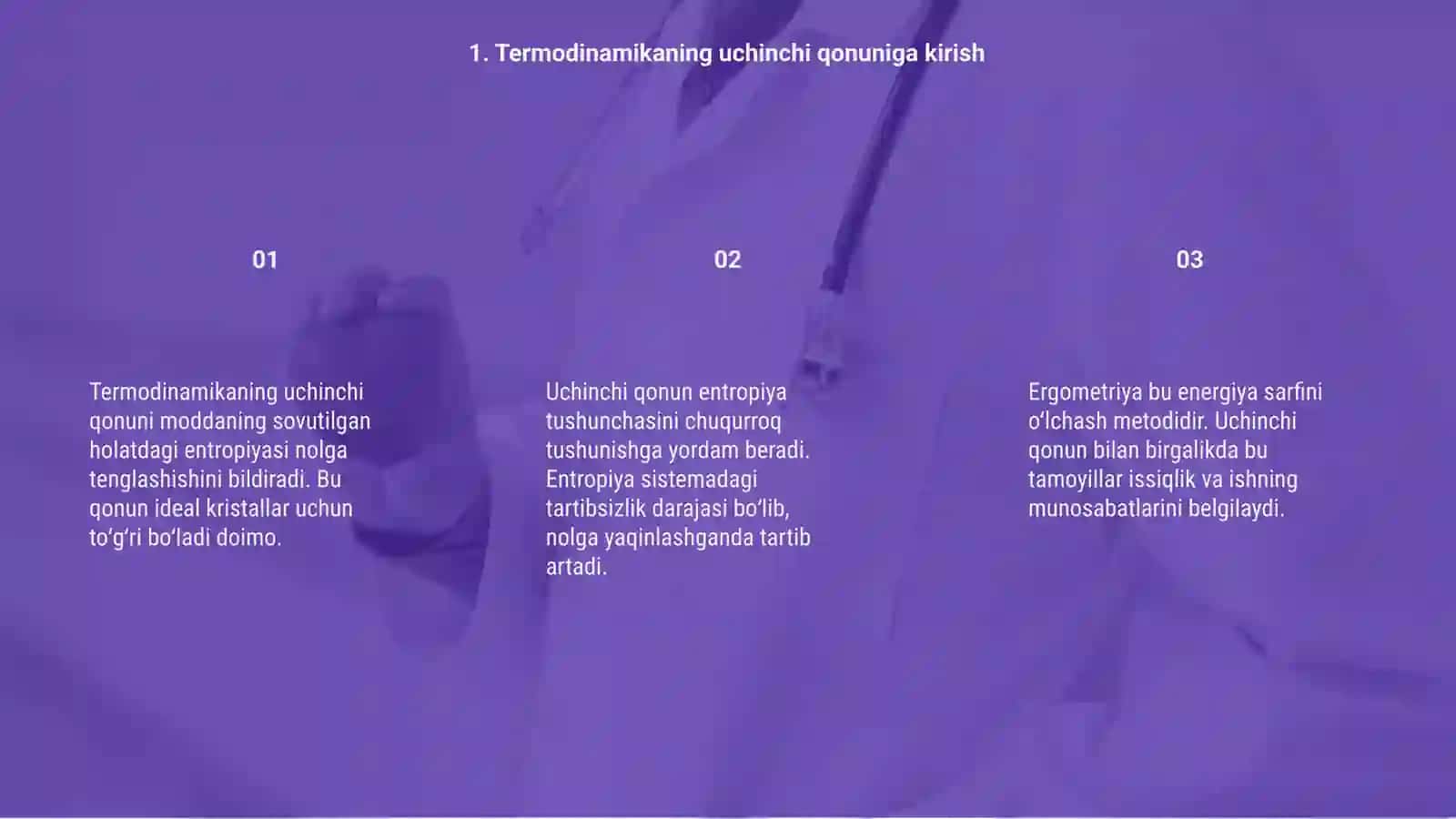 Termodinamikaning uchinchi qonuni.Ergometriya 3