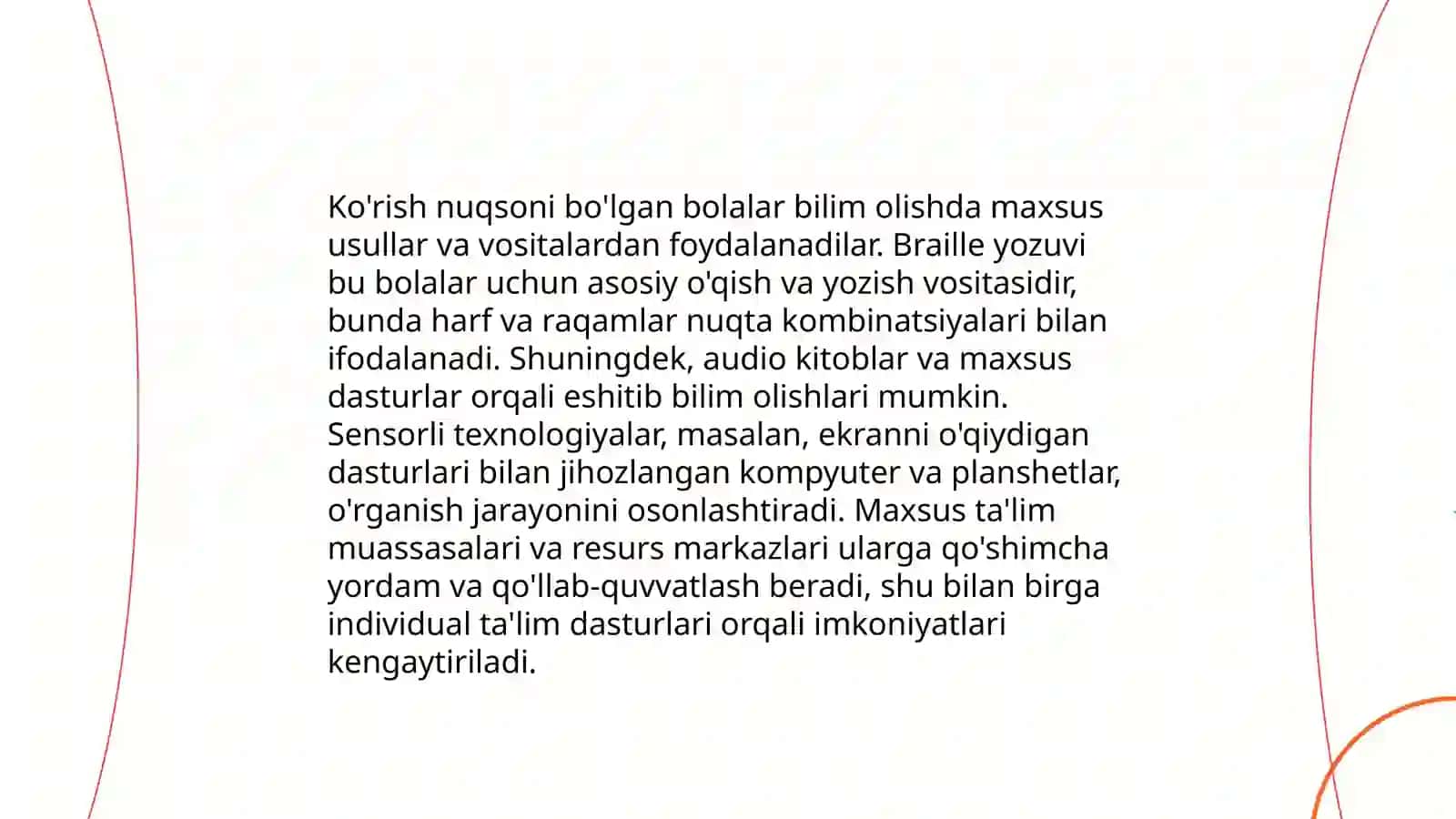 Ko'rishda nuqsoni bolgan bolalarda bilim, o'yin, mehnat faoliyati usullarini shakllantirish 3
