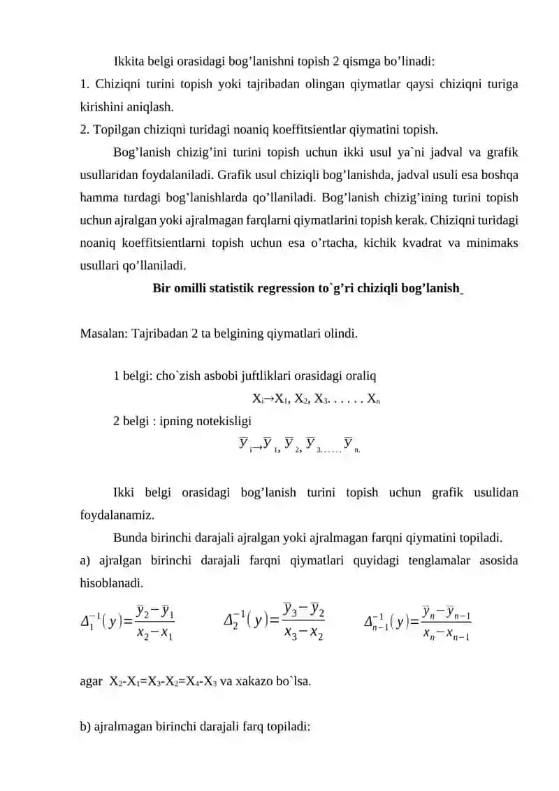 BIR OMILLI STATISTIK REGRESSION BOG`LIQLIK 3