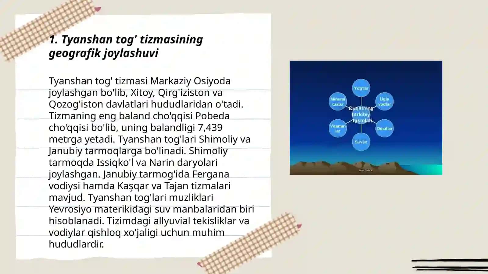 Tyanshan tog tizmasidagi muzliklari va ularning ahamiyati Norova Dilsoʻz 3