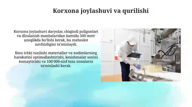 Kimyo-farmasevtika korxonalari va ishchi-xodimlarga qoʻyiladigan talablar. GMP 3