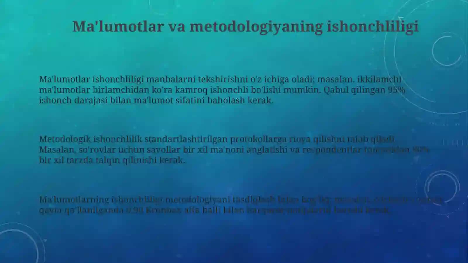 Statistik tadqiqot natijalarini ishonchlilik darajasini baholash 3