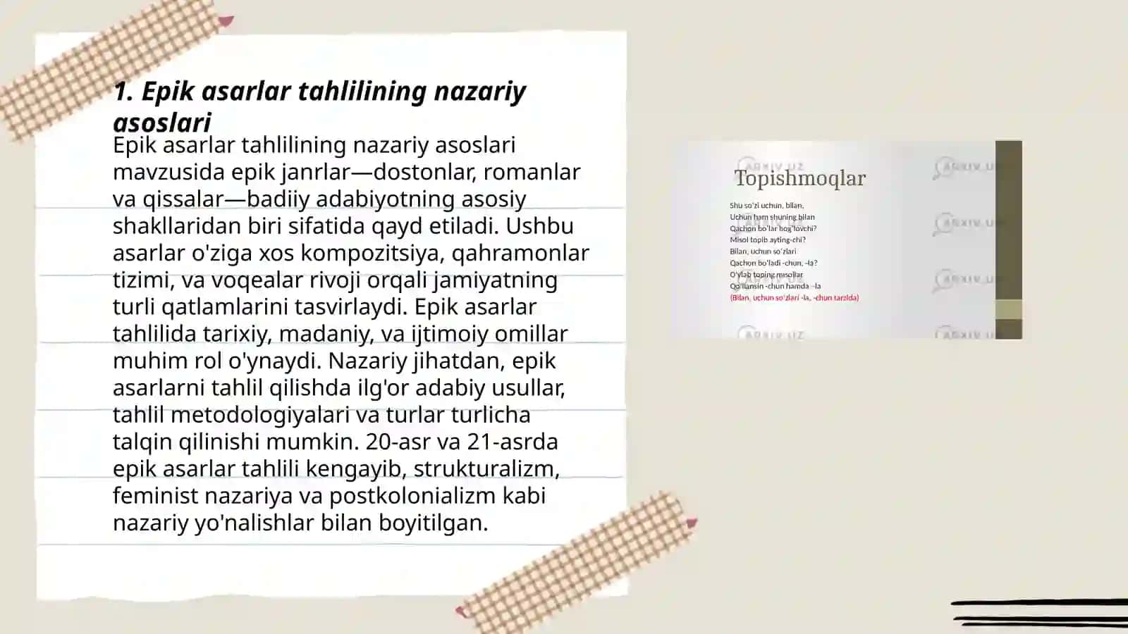 Epik asarlarni tahlil qilish metodikasi 3