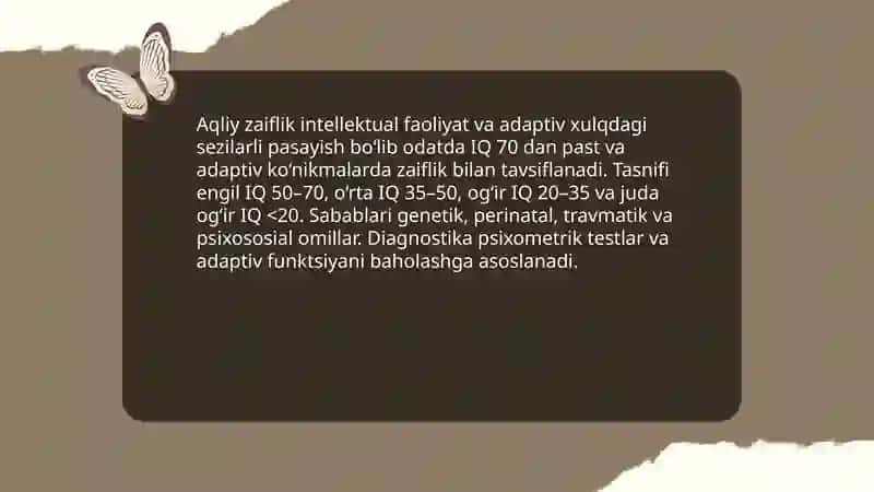 Aqliy zaiflik turlari va ruxiy kasaliklar 3