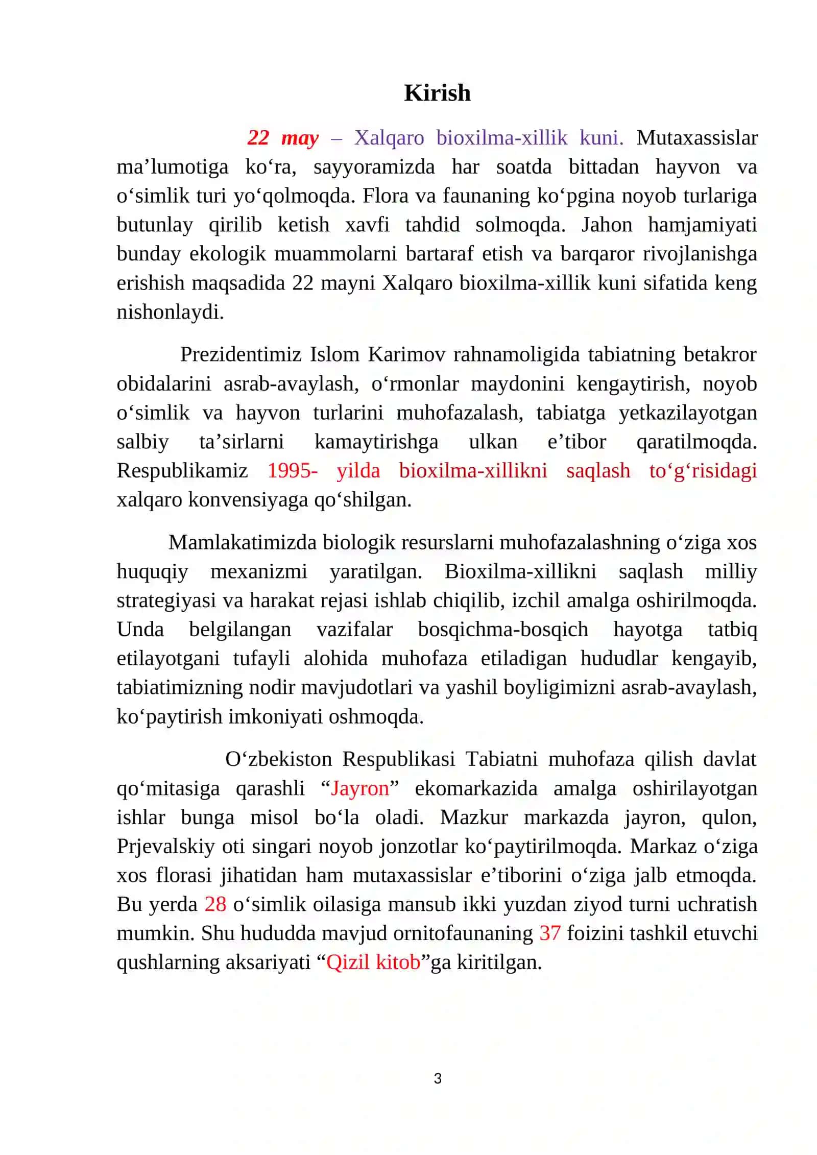 BIOXILMA XILLIKNI SAQLASH BO'YICHA MILLIY STRATYEGIYASI 3