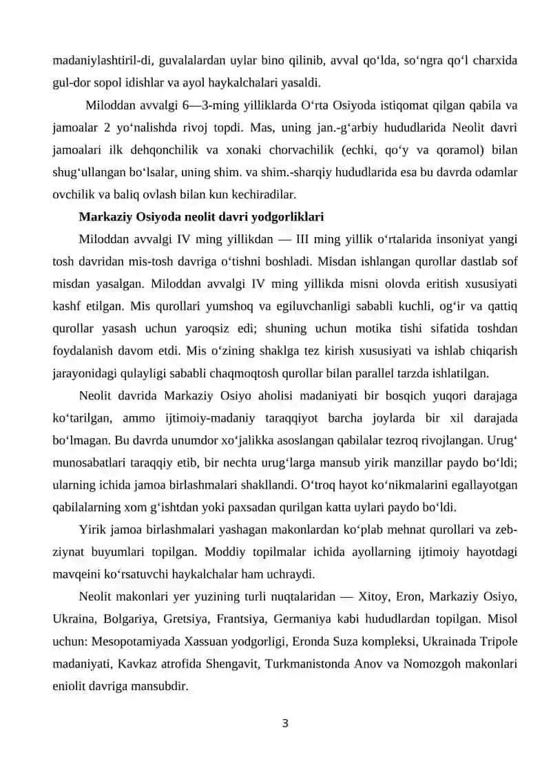 Oʻrta Osiyodagi neolit davri — ibtidoiy manzilgohlari 3